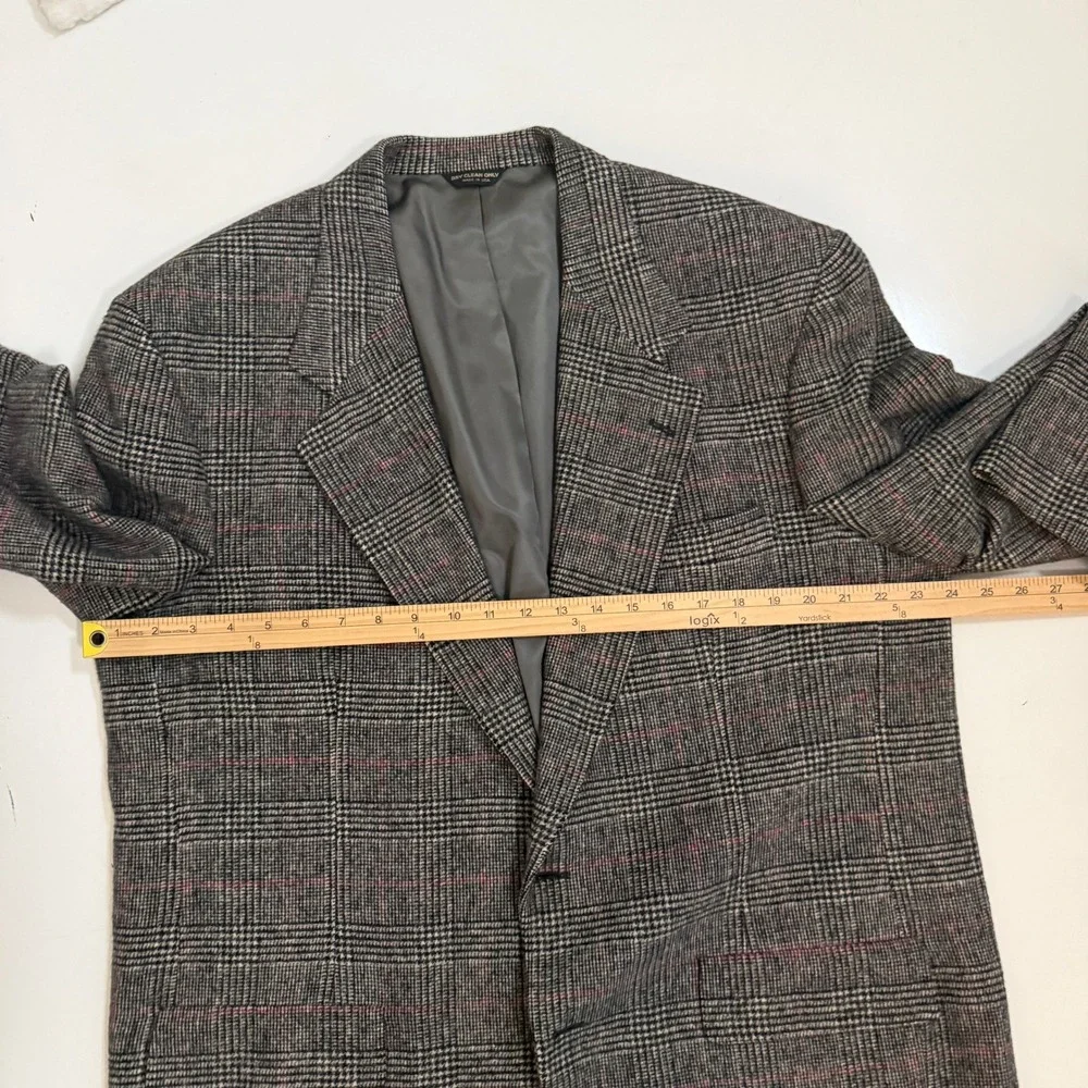 David Wood Blazer Mens XL Grey Glen Plaid Excellent 100% Camel Hair Sport Coat